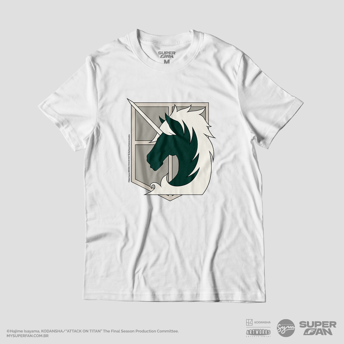 Camiseta Branca Attack on Titan Final Season Brigada da Polícia Militar