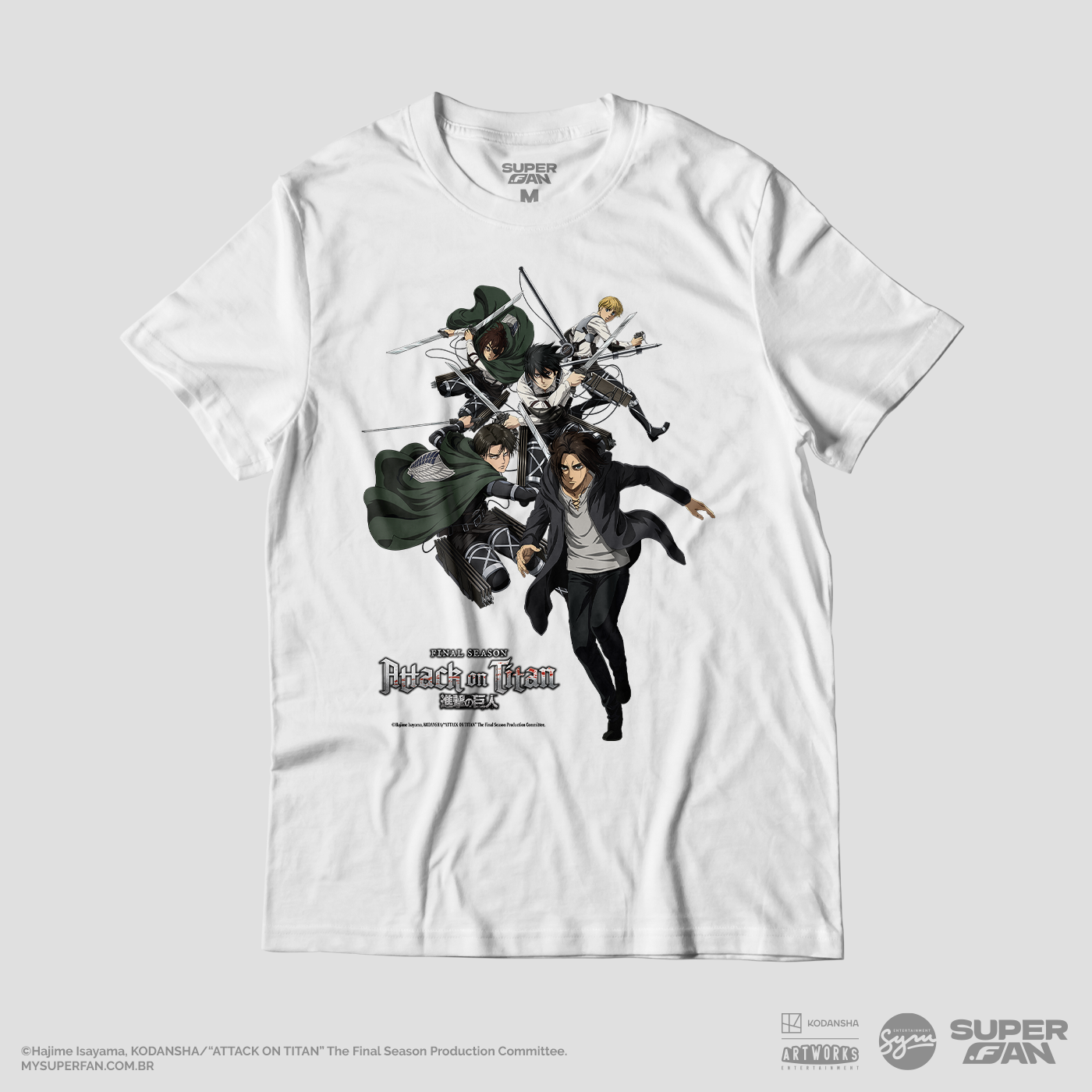 Camiseta Branca Attack on Titan Final Season Rumo à Muralha