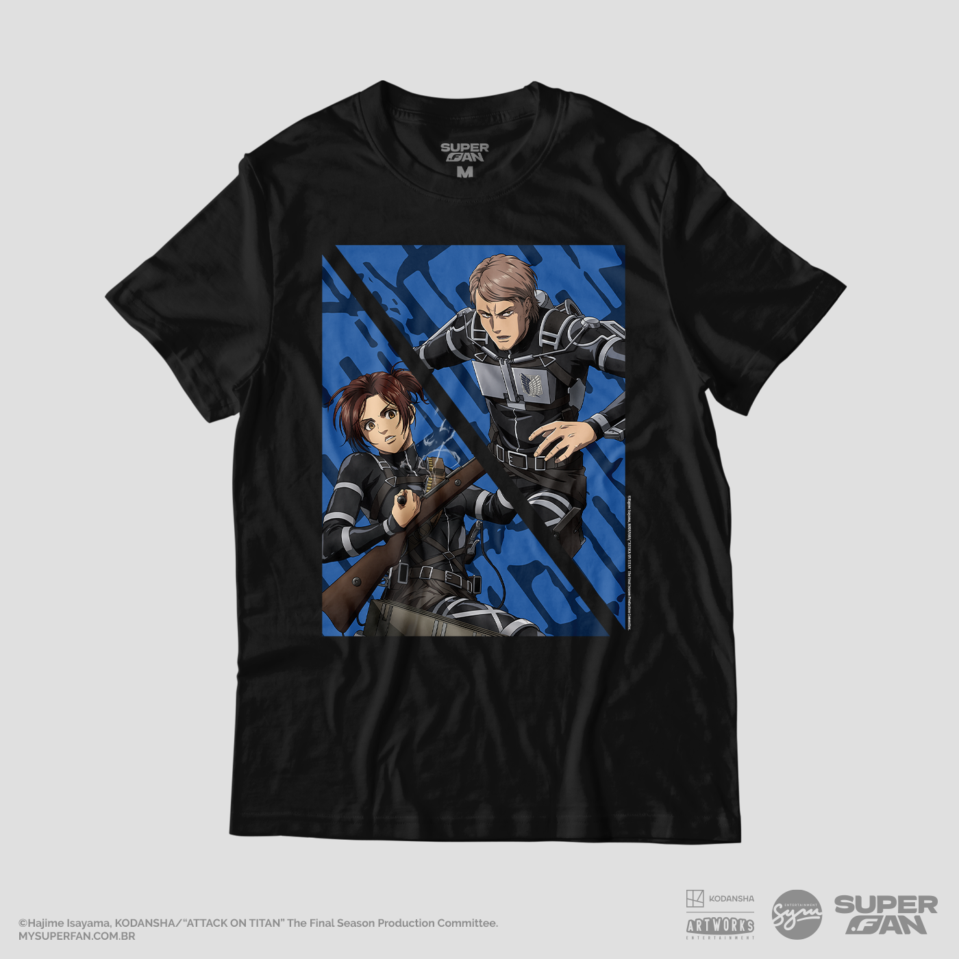 Camiseta Preta Attack on Titan Final Season Sasha & Jean