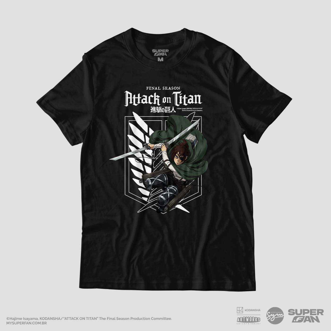 Camiseta Preta Attack on Titan Final Season Hange Zoe Divisão de Reconhecimento