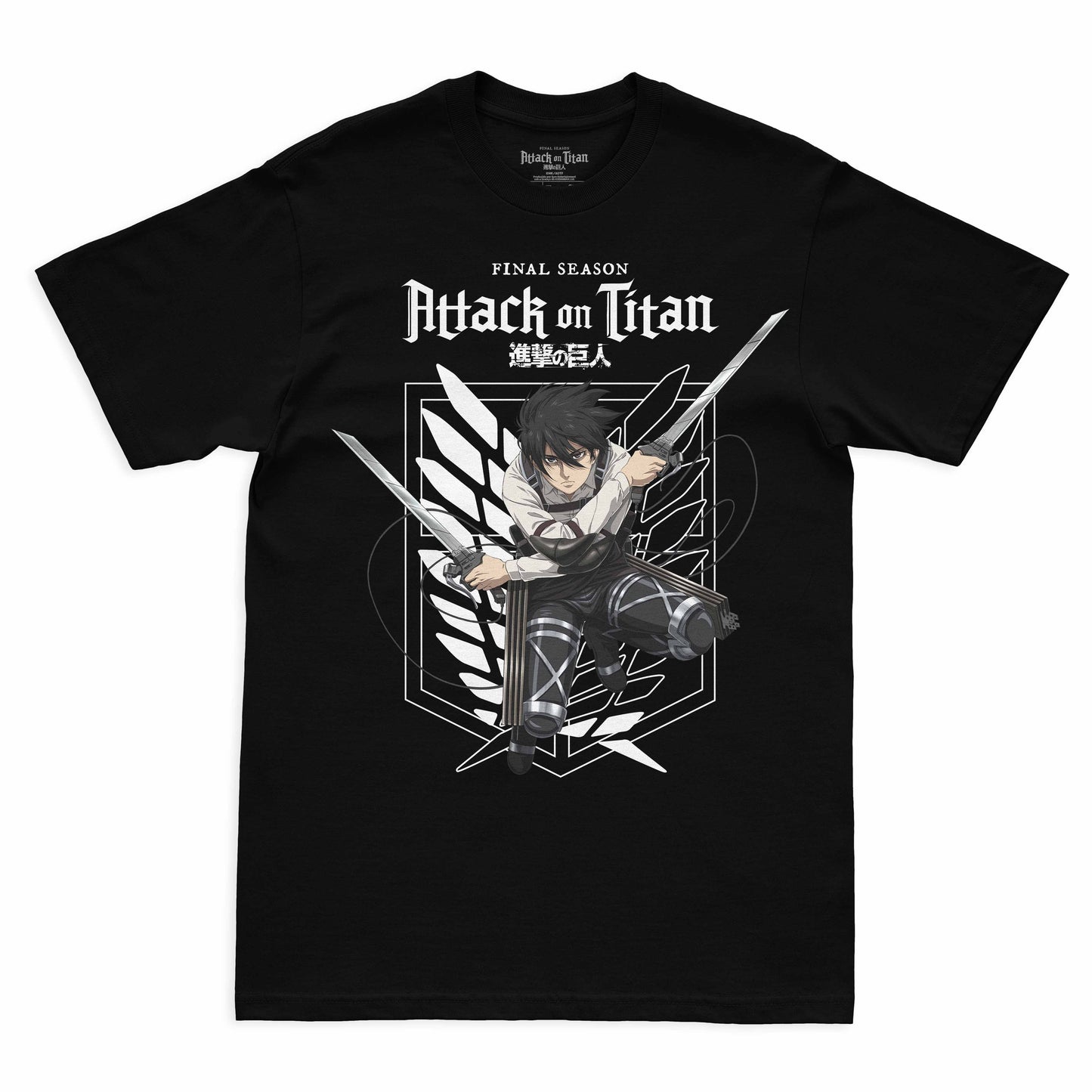 Camiseta Preta Attack on Titan Final Season Mikasa Ackerman Divisão de Reconhecimento