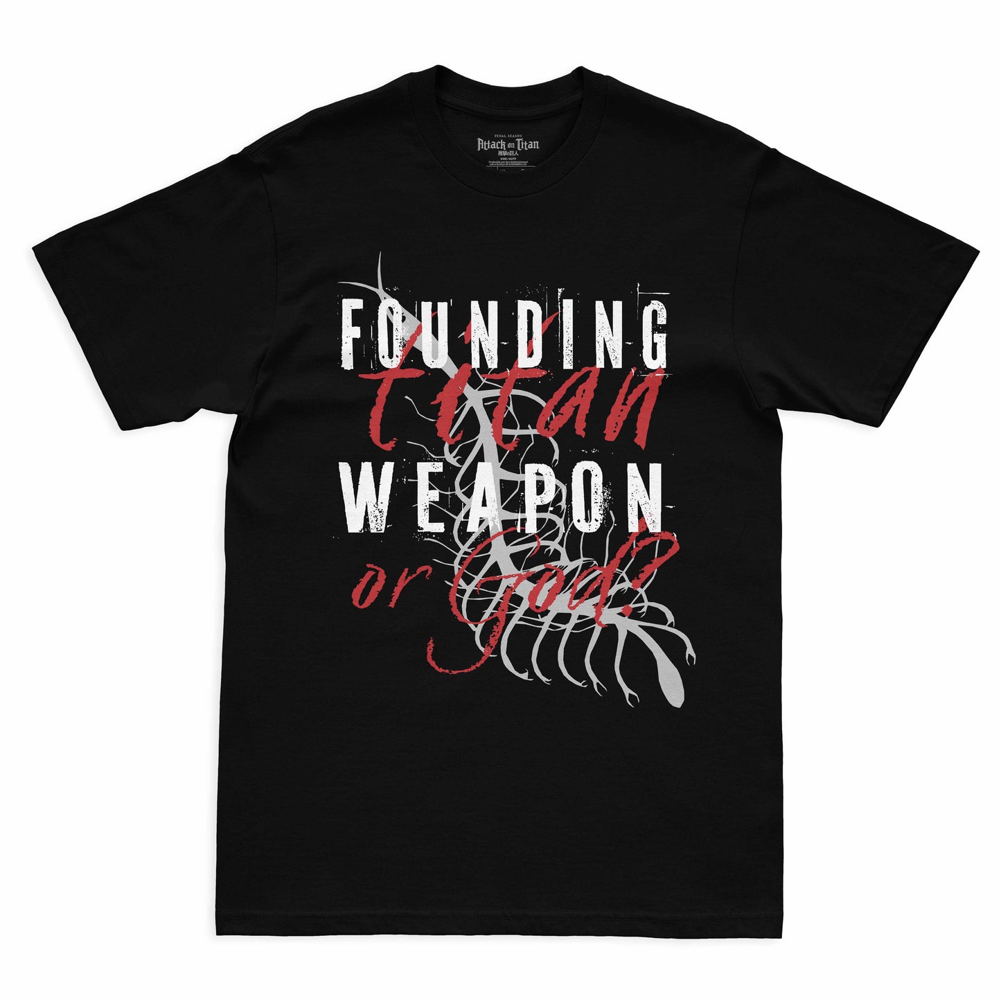 Camiseta Preta Attack on Titan Final Season Titã Fundador "Arma ou Deus?"