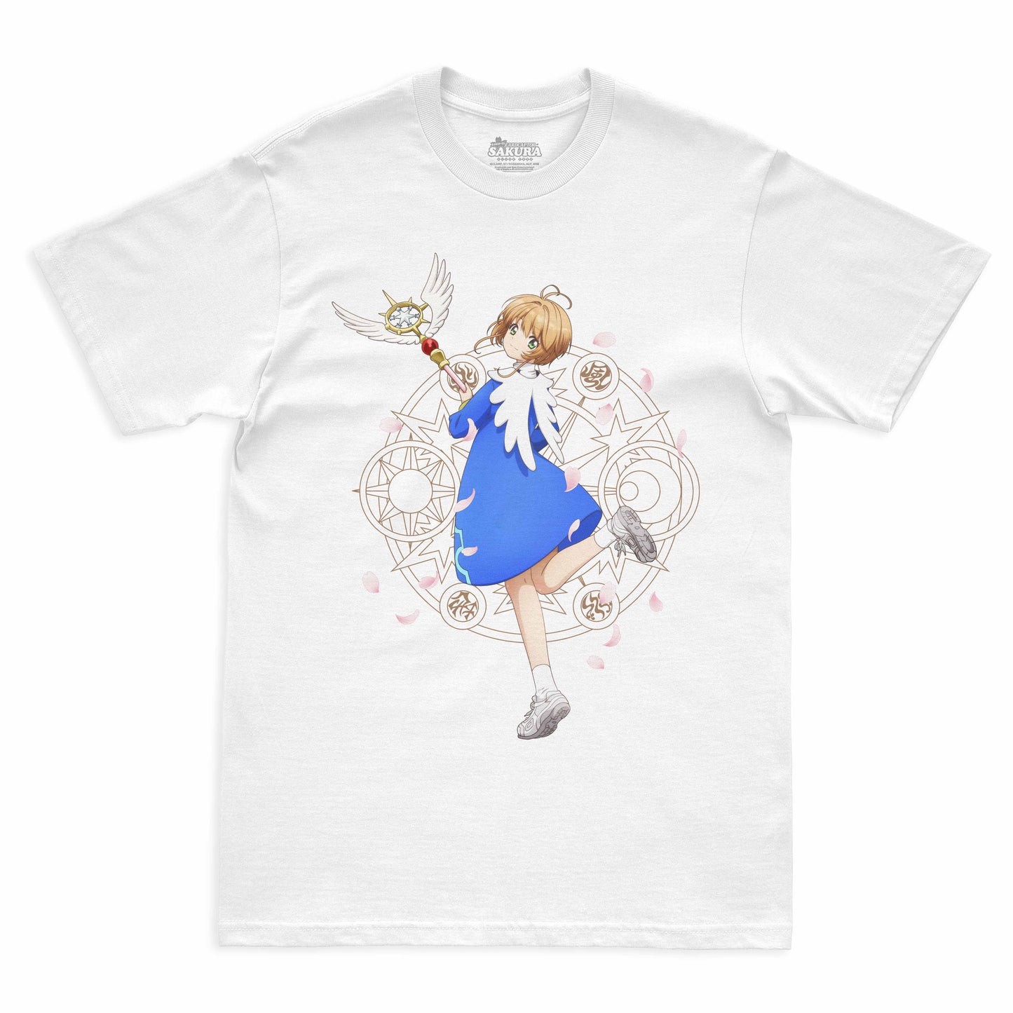 Camiseta Branca Cardcaptor Sakura Traje de Batalha Sakura "Asas"