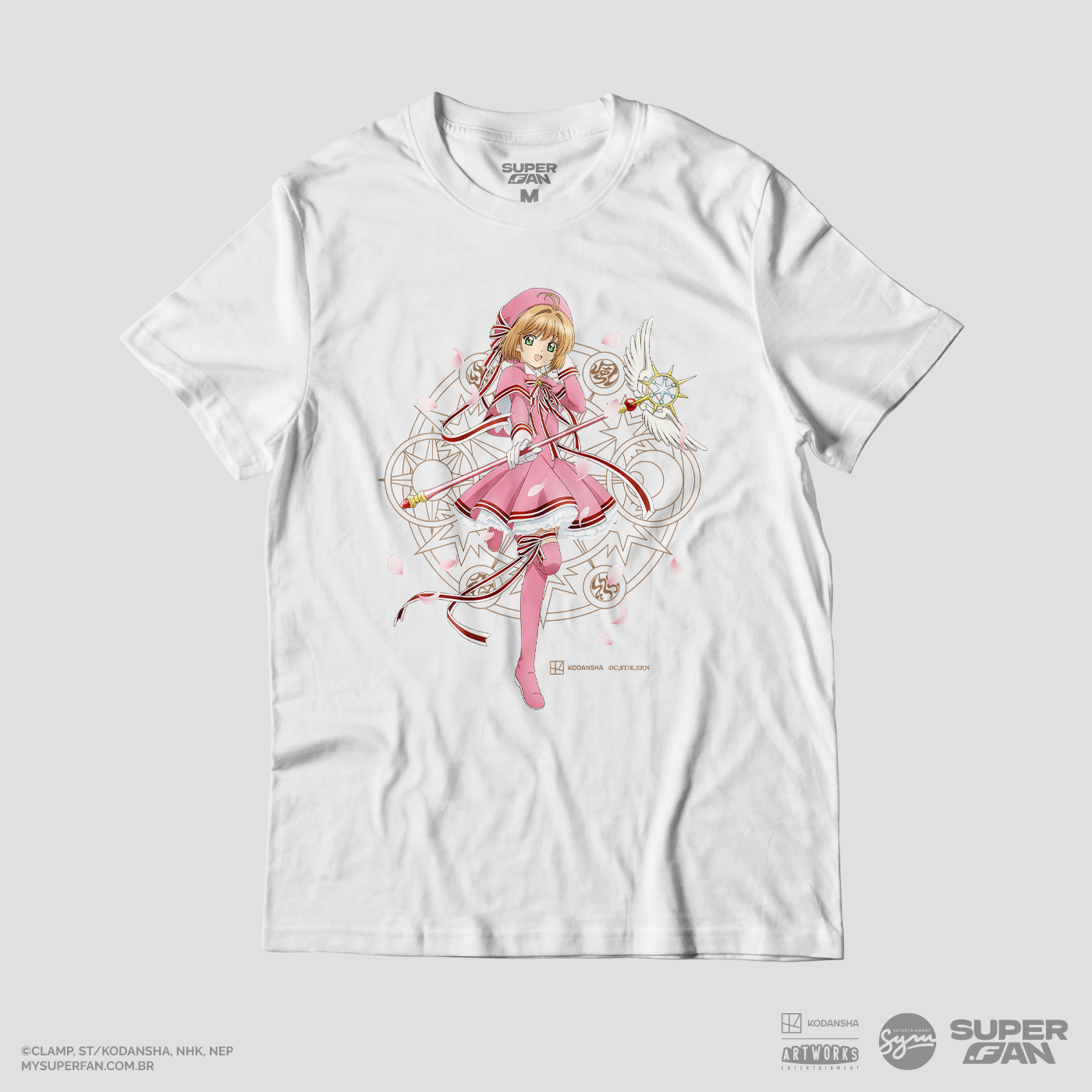 Camiseta Branca Cardcaptor Sakura Traje de Batalha Sakura "Clássica"