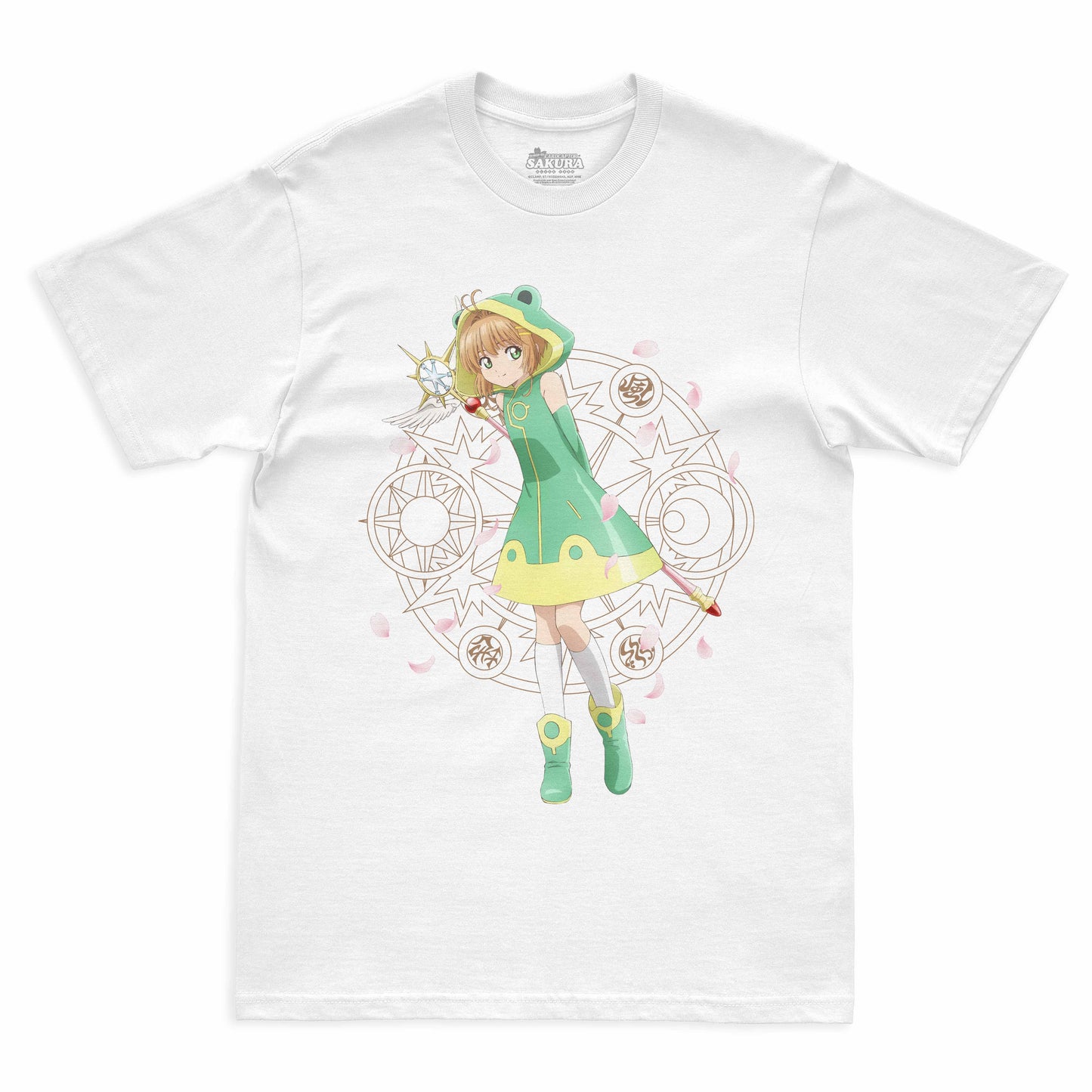 Camiseta Branca Cardcaptor Sakura Traje de Batalha Sakura "Sapo"