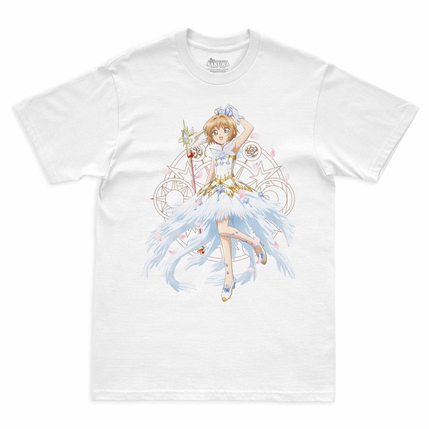 Camiseta Branca Cardcaptor Sakura Traje de Batalha Sakura "Vestido"