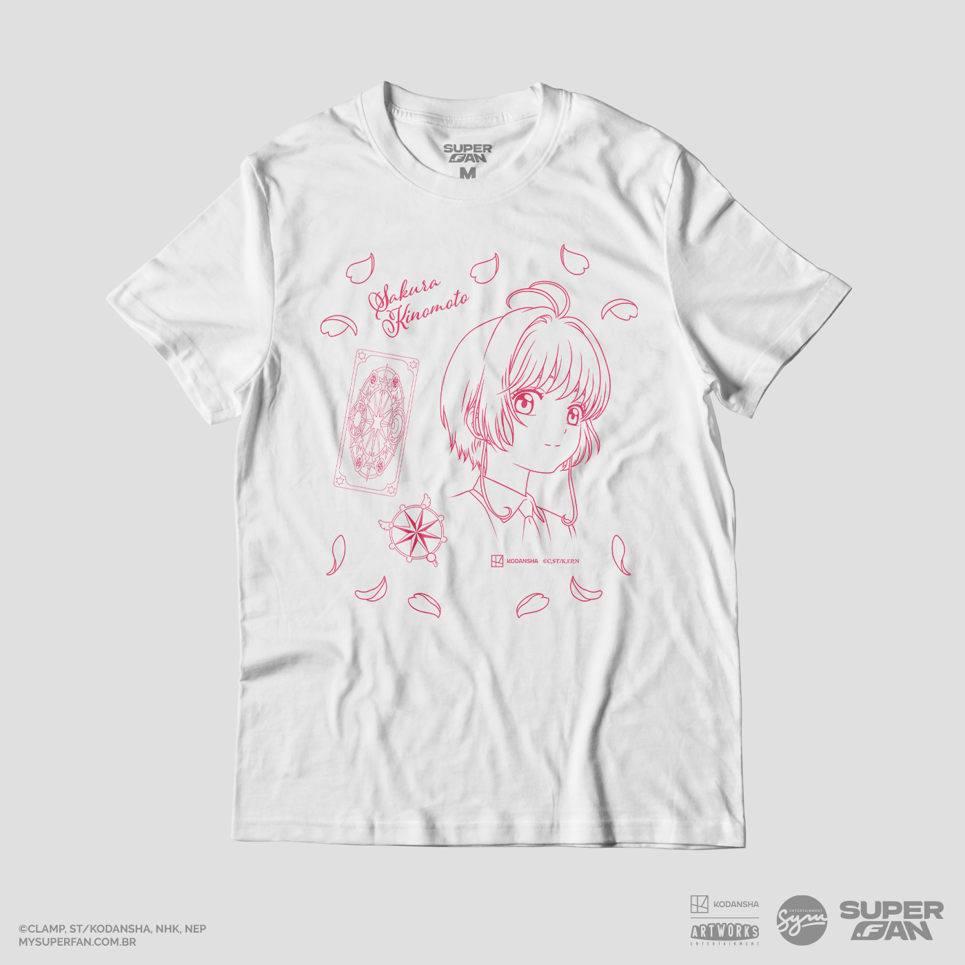 Camiseta Branca Cardcaptor Sakura Carta Transparente Sakura