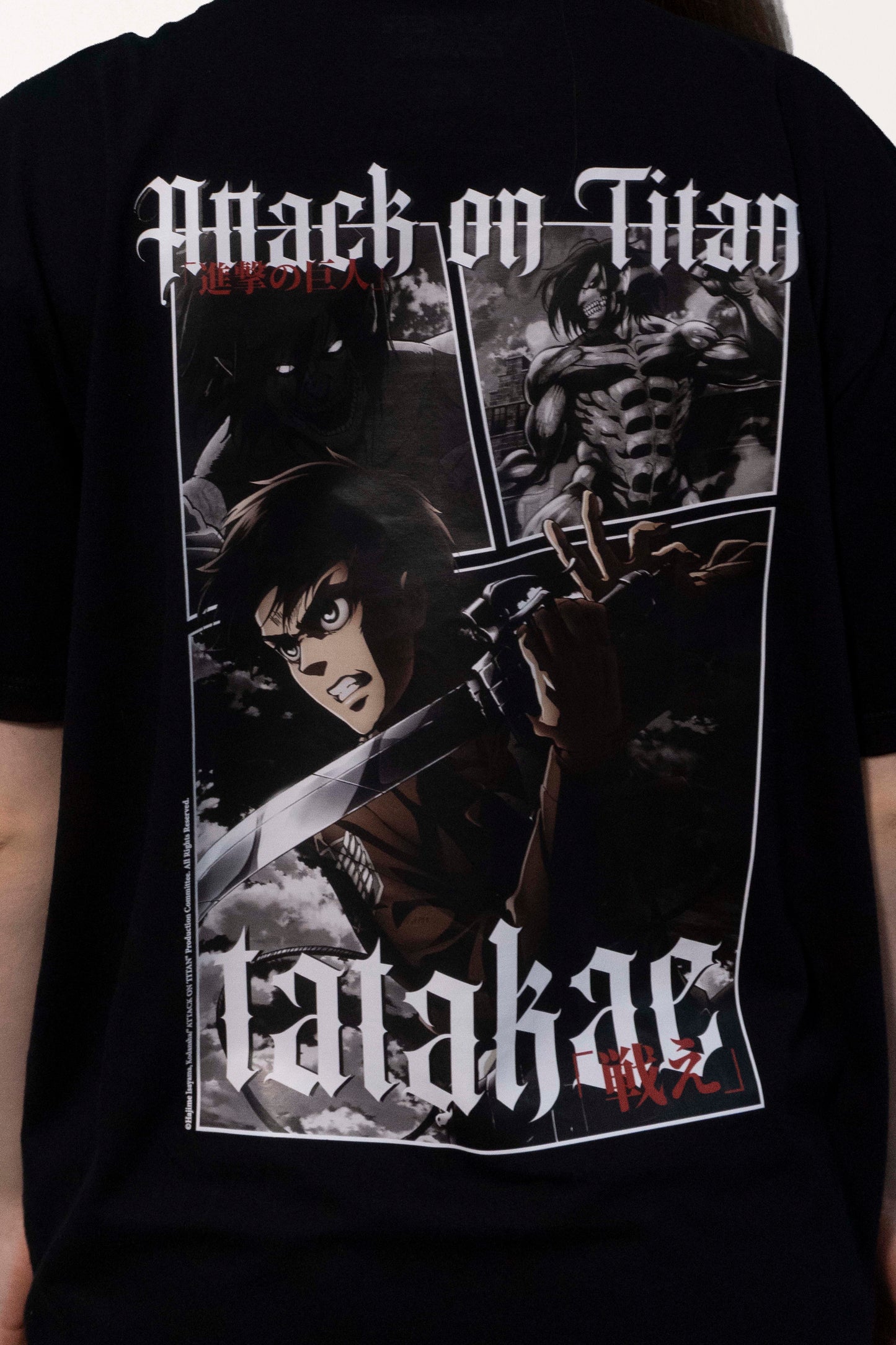 Camiseta Preta Attack on Titan Eren Tatakae