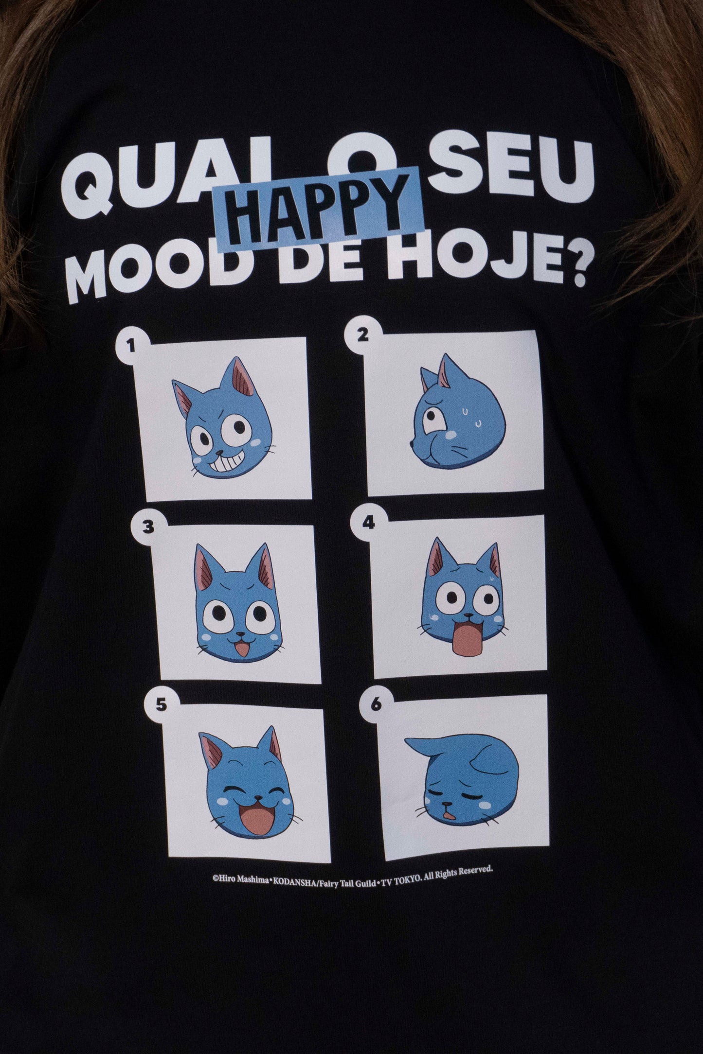 Camiseta Preta FAIRY TAIL Happy "Mood do Dia"