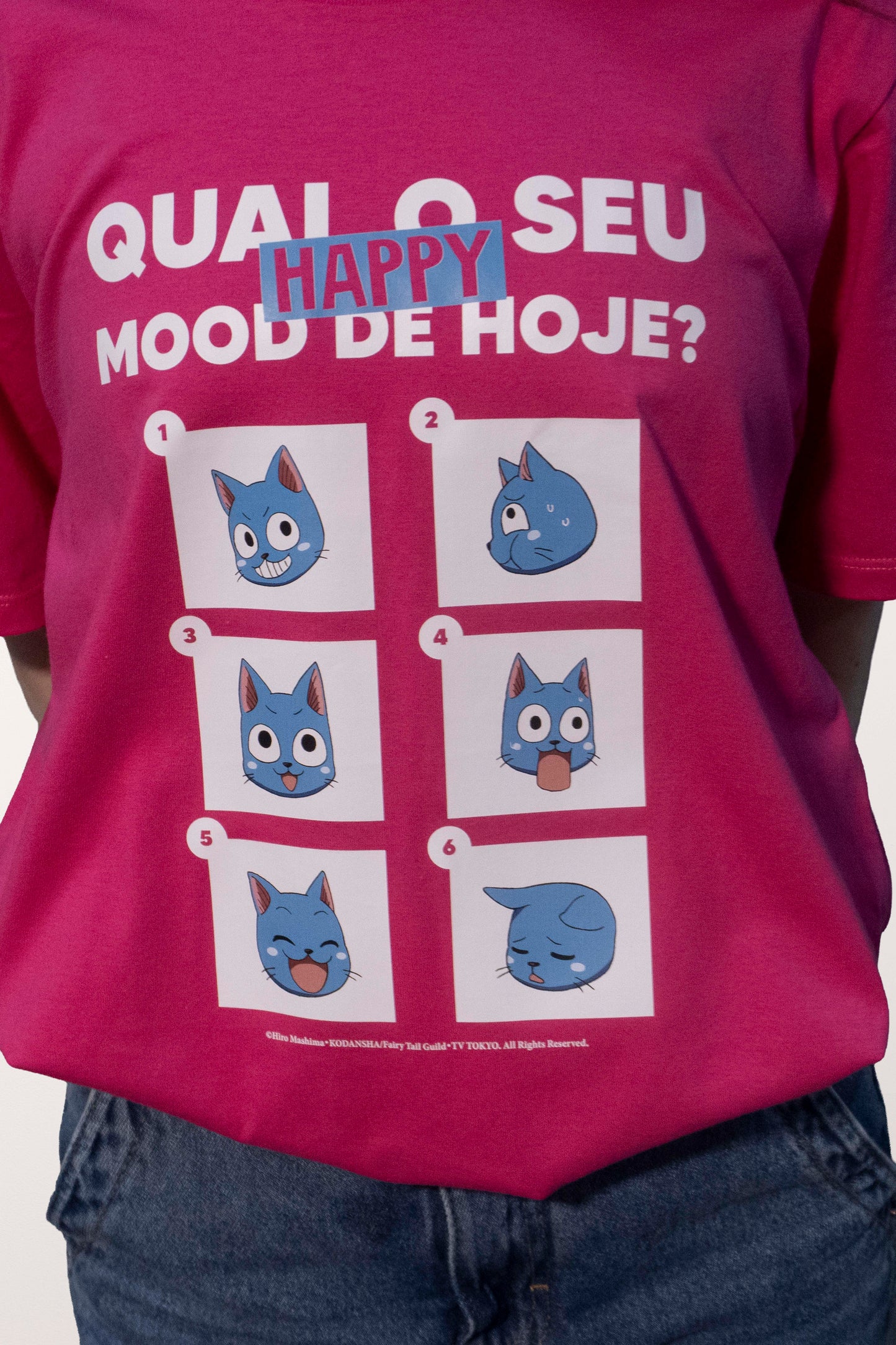 Camiseta Rosa FAIRY TAIL Happy "Mood do Dia"