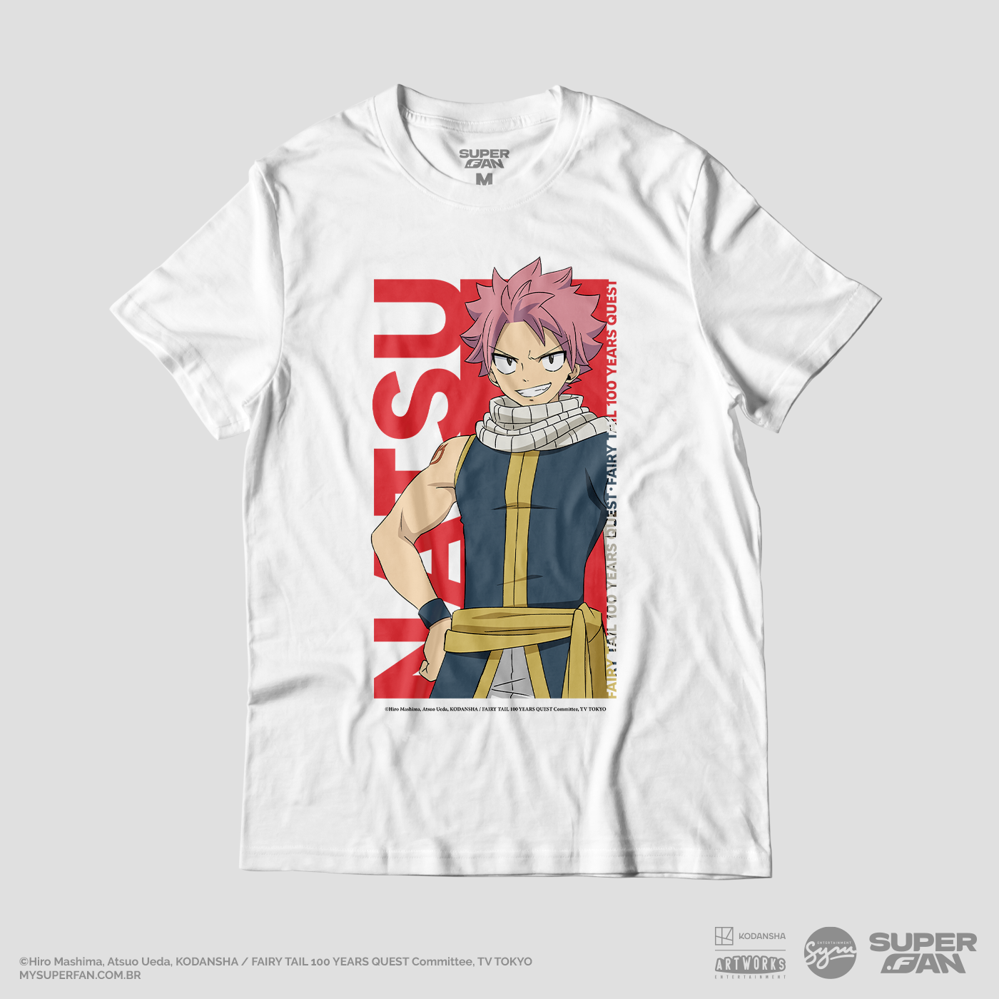 Camiseta Branca FAIRY TAIL 100 YEARS QUEST Natsu Dragneel