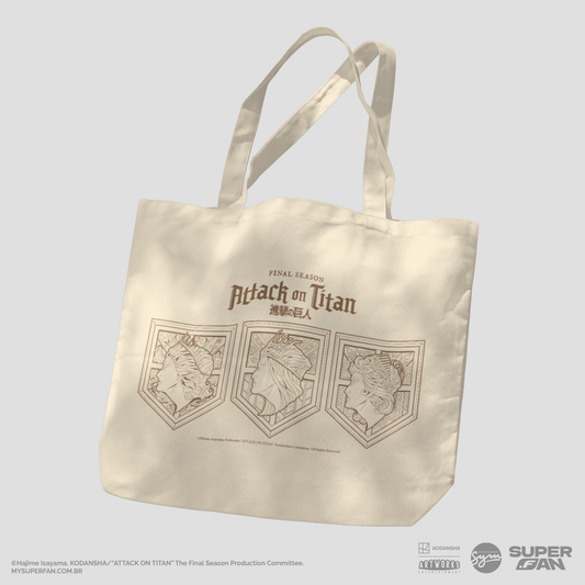 Ecobag Bege Attack on Titan Final Season Muralhas Protetoras