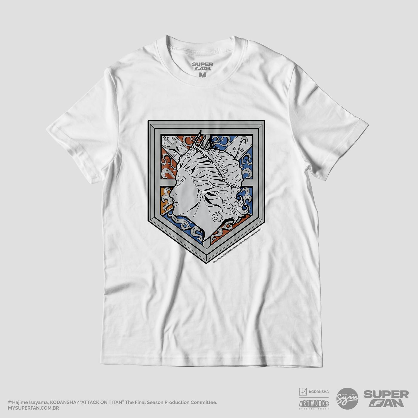 Camiseta Branca Attack on Titan Final Season Muralha Maria