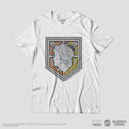 Camiseta Branca Attack on Titan Final Season Muralha Sina