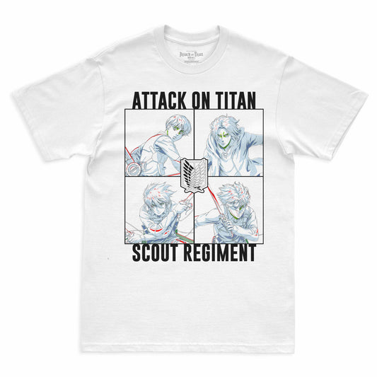 Camiseta Branca Attack on Titan Final Season Grupo da Divisão de Reconhecimento