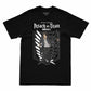 Camiseta Preta Attack on Titan Final Season Eren Jeager Divisão de Reconhecimento