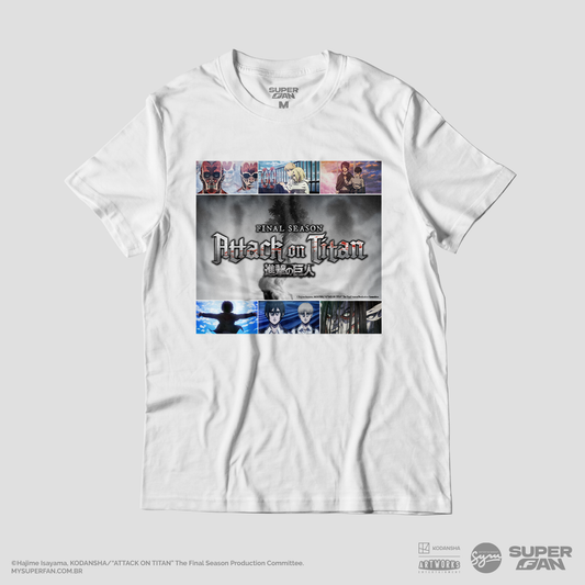 Camiseta Branca Attack on Titan Final Season Under the Three