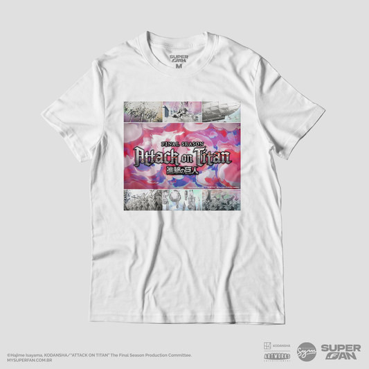 Camiseta Branca Attack on Titan Final Season Rumbling