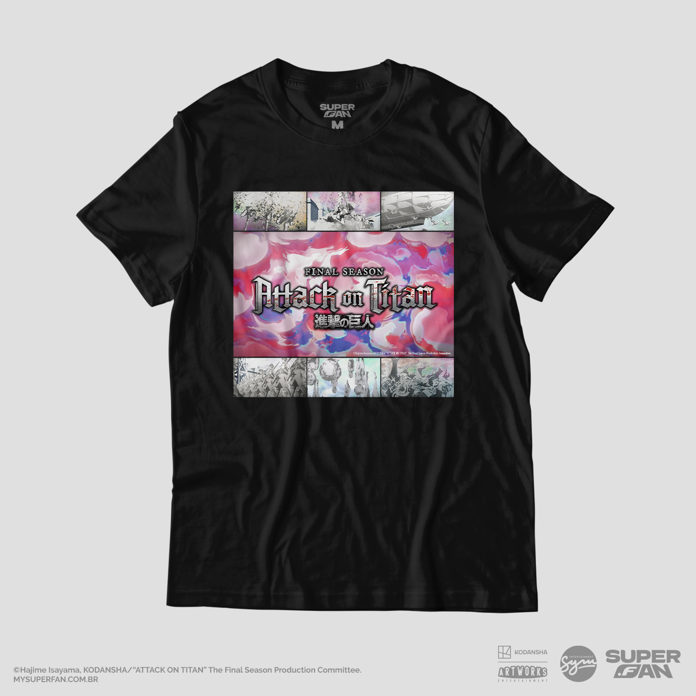 Camiseta Preta Attack on Titan Final Season Rumbling