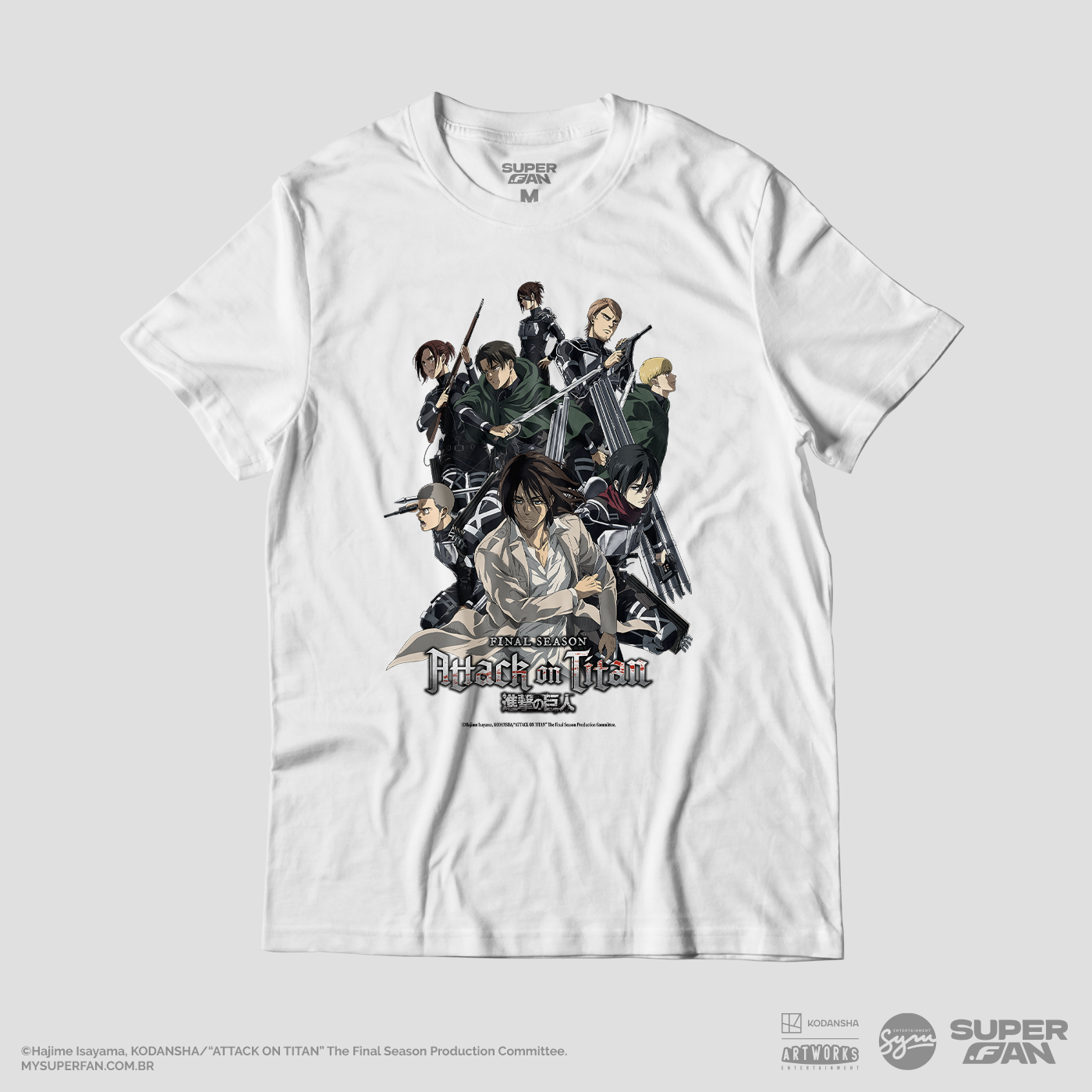 Camiseta Branca Attack on Titan Final Season Ataque à Marley