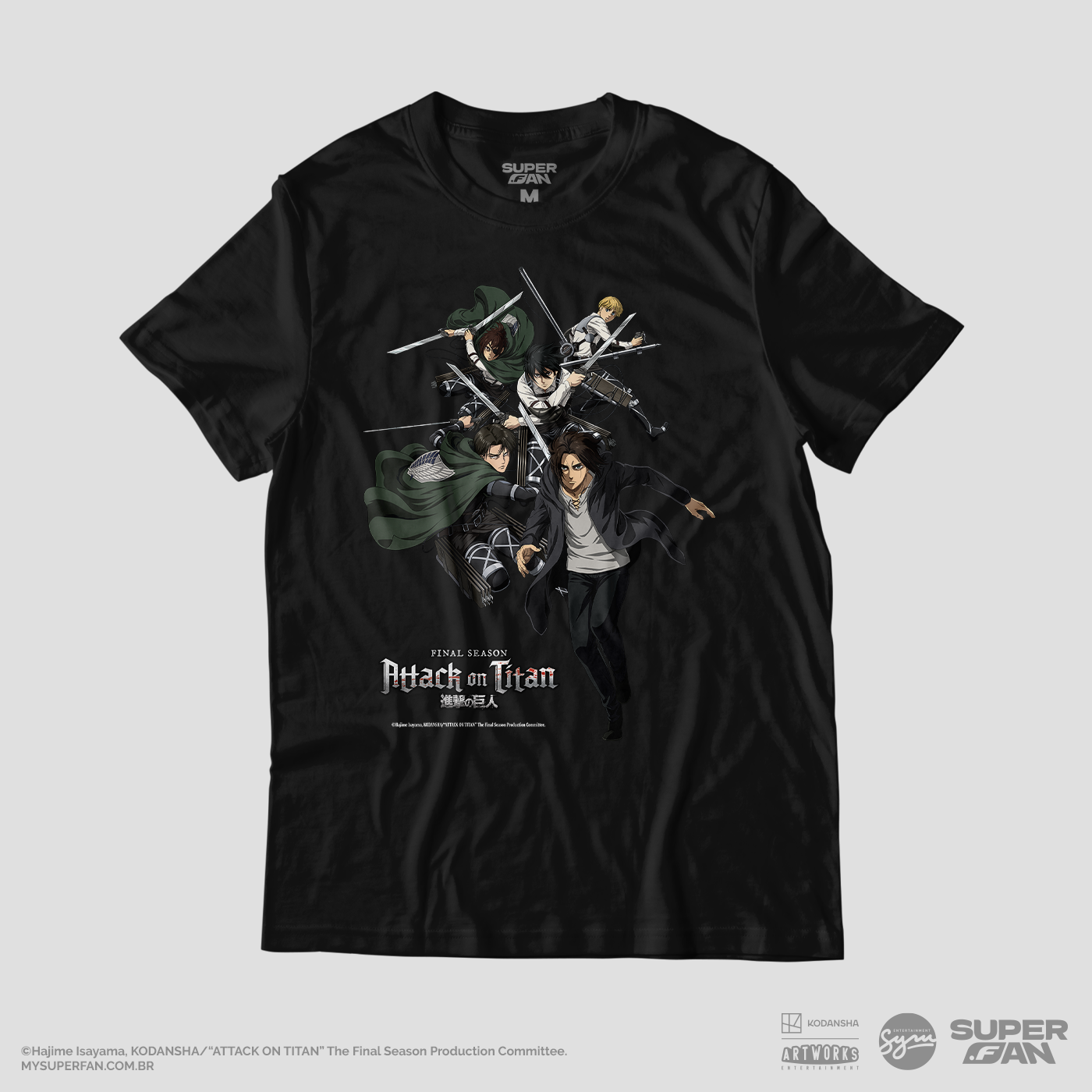Camiseta Preta Attack on Titan Final Season Rumo à Muralha
