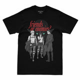Camiseta Preta Attack on Titan Final Season "Amigos ou Inimigos?"