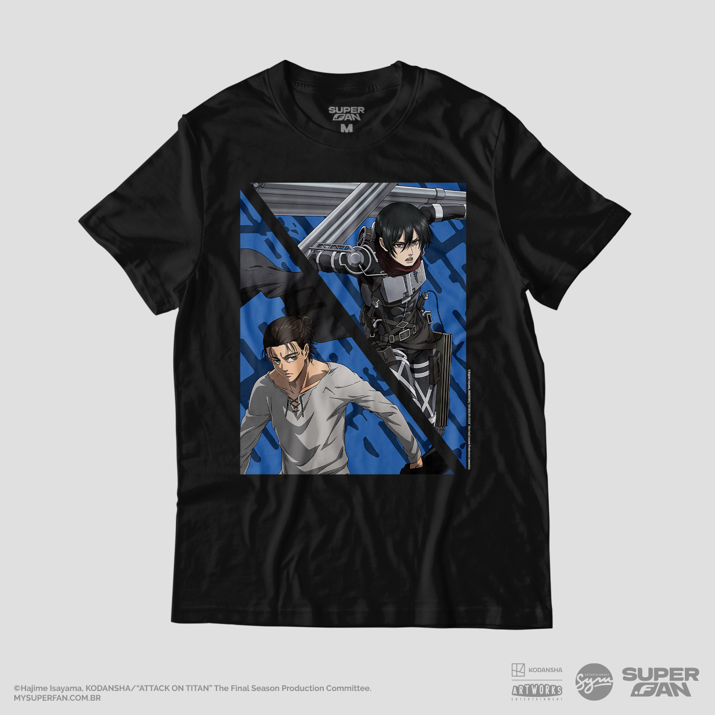 Camiseta Preta Attack on Titan Final Season Eren & Mikasa