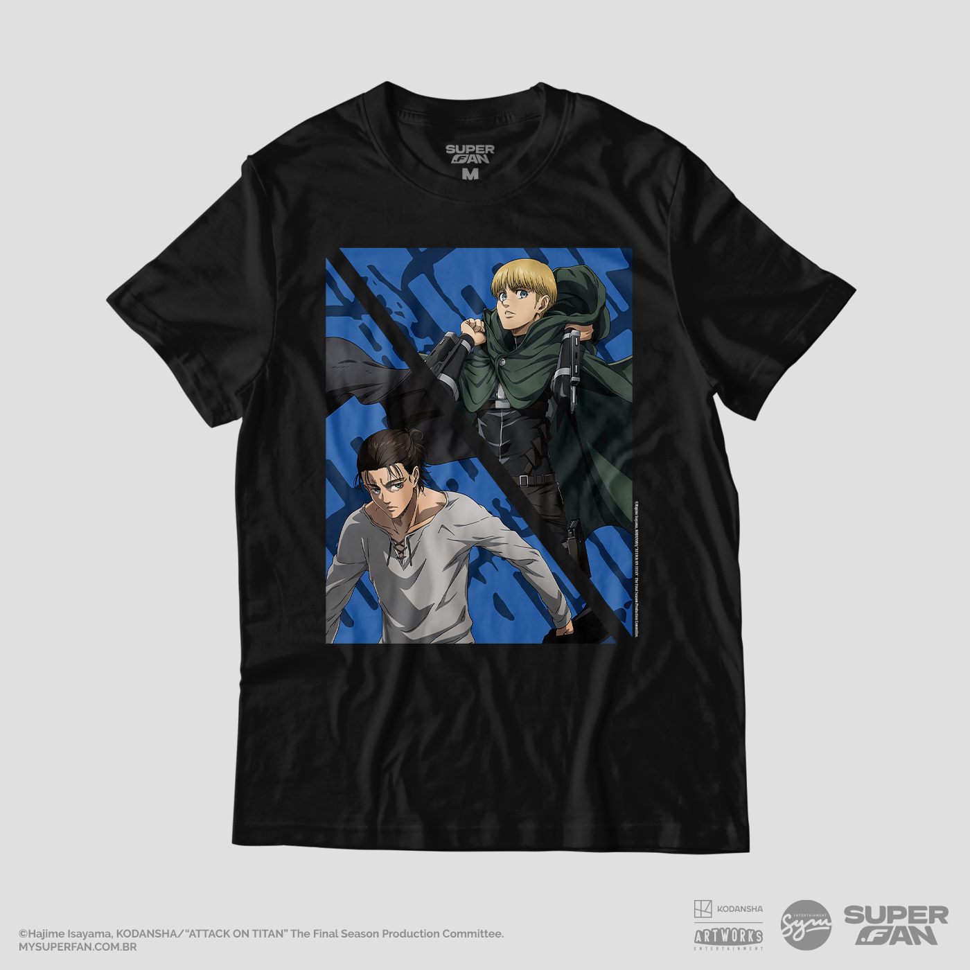 Camiseta Preta Attack on Titan Final Season Eren & Armin