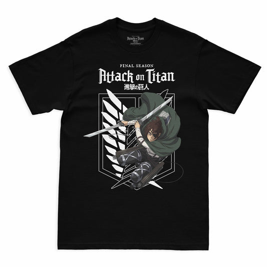 Camiseta Preta Attack on Titan Final Season Hange Zoe Divisão de Reconhecimento