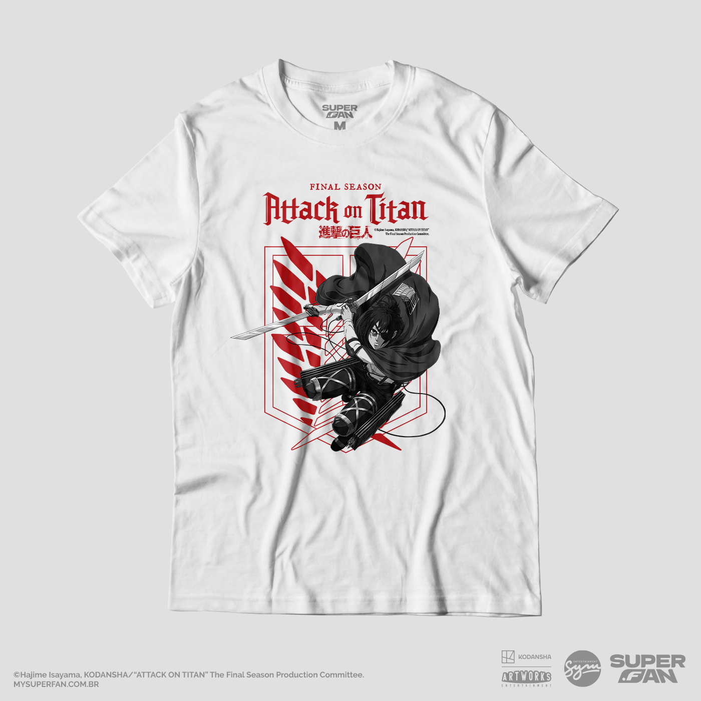 Camiseta Branca Attack on Titan Final Season Hange Zoe Divisão de Reconhecimento