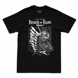 Camiseta Preta Attack on Titan Final Season Levi Ackerman Divisão de Reconhecimento
