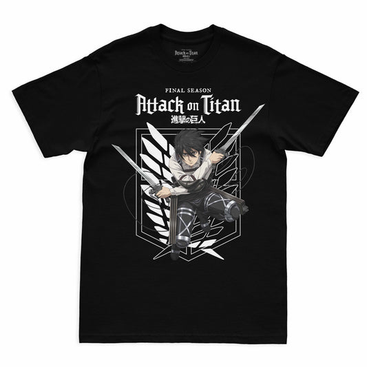 Camiseta Preta Attack on Titan Final Season Mikasa Ackerman Divisão de Reconhecimento