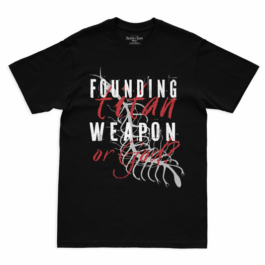 Camiseta Preta Attack on Titan Final Season Titã Fundador "Arma ou Deus?"