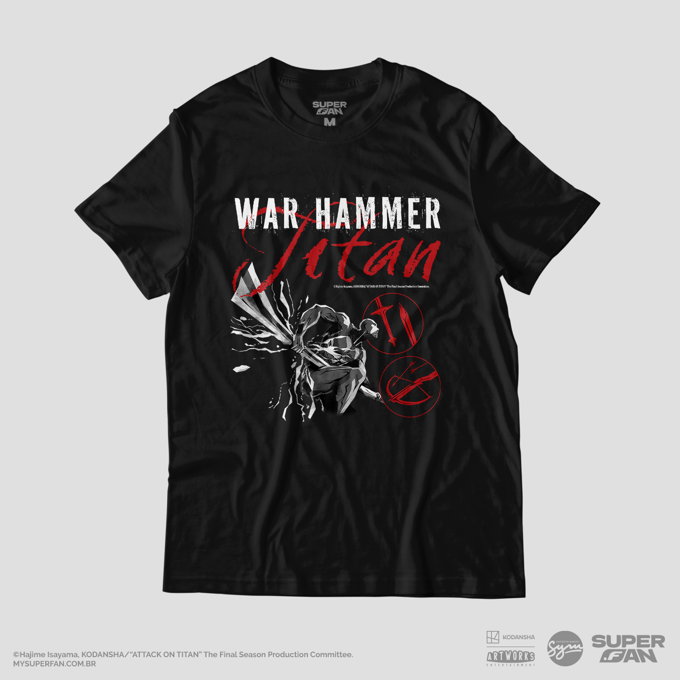 Camiseta Preta Attack on Titan Final Season Titã Martelo de Guerra