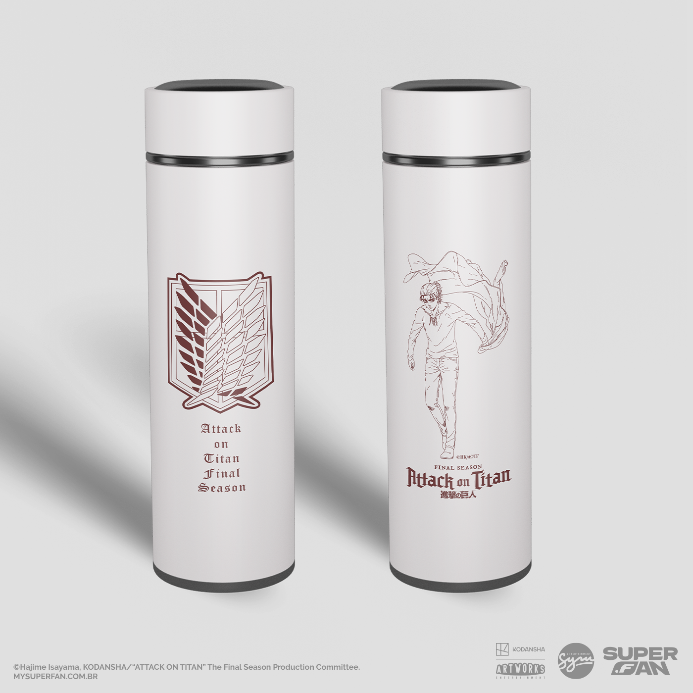 Garrafa Térmica Attack on Titan Final Season Aço Inox Digital Termômetro 400ml