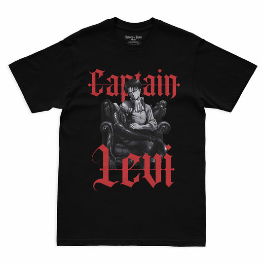 Camiseta Preta Attack on Titan Capitão Levi