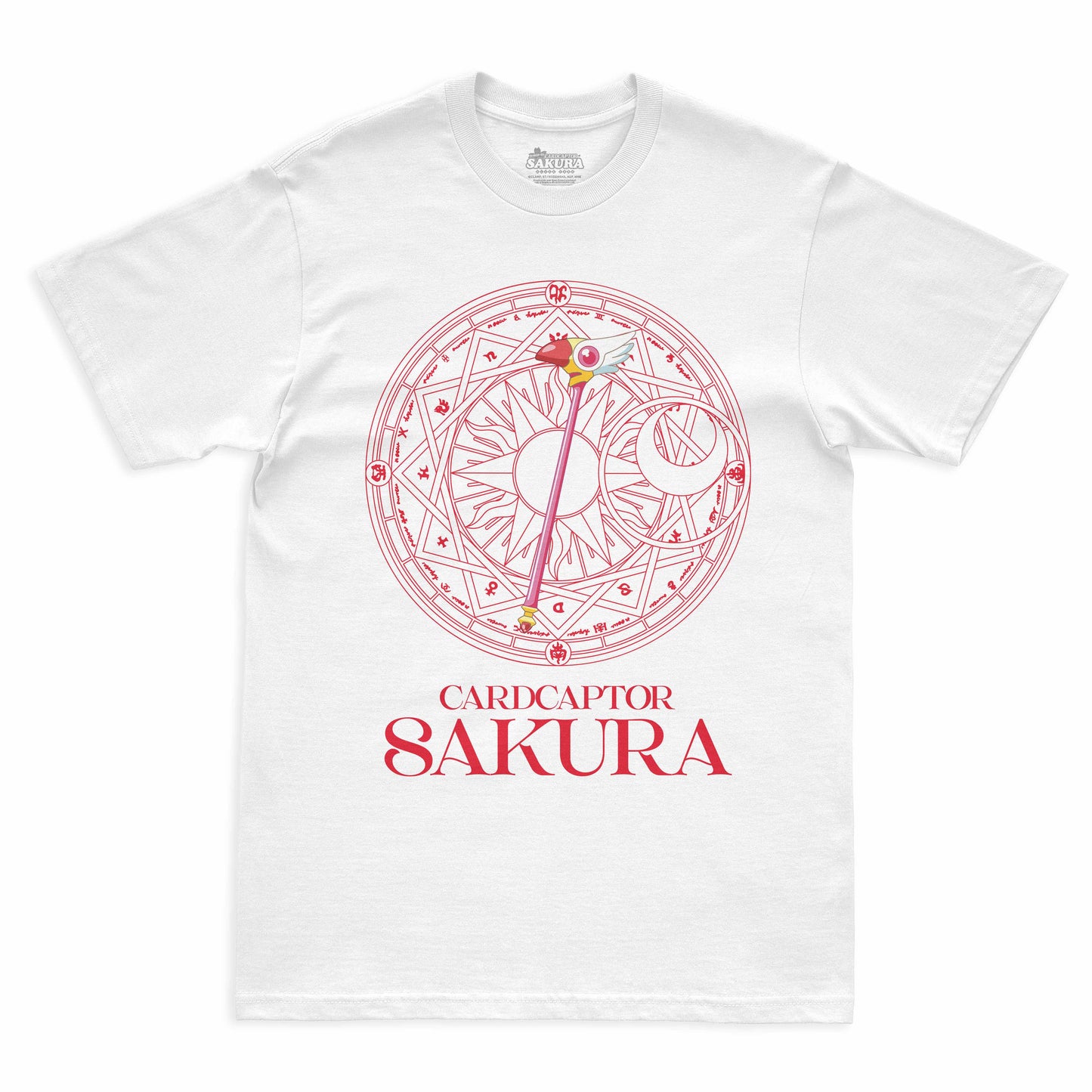 Camiseta Branca Cardcaptor Sakura Báculo & Círculo Clow