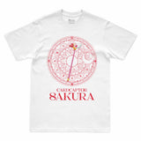 Camiseta Branca Cardcaptor Sakura Báculo & Círculo Clow