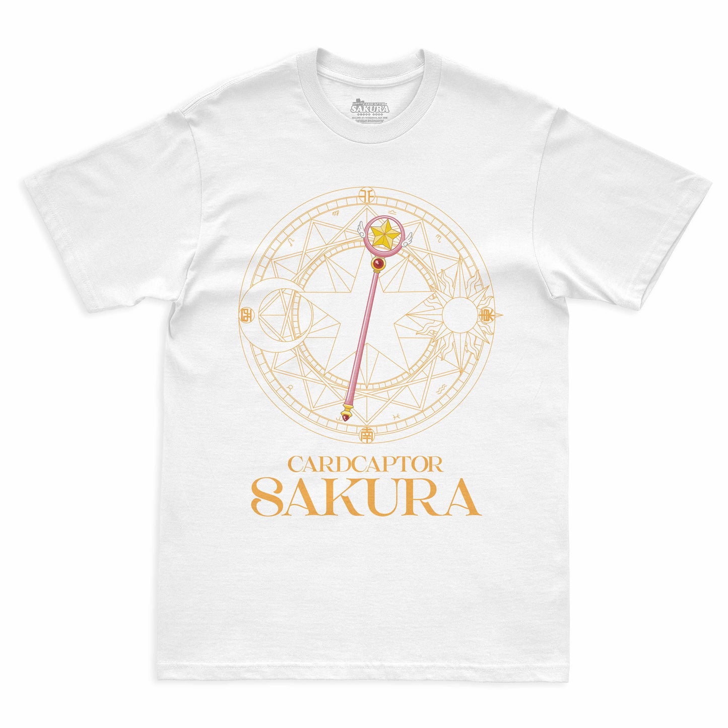 Camiseta Branca Cardcaptor Sakura Báculo & Círculo Sakura