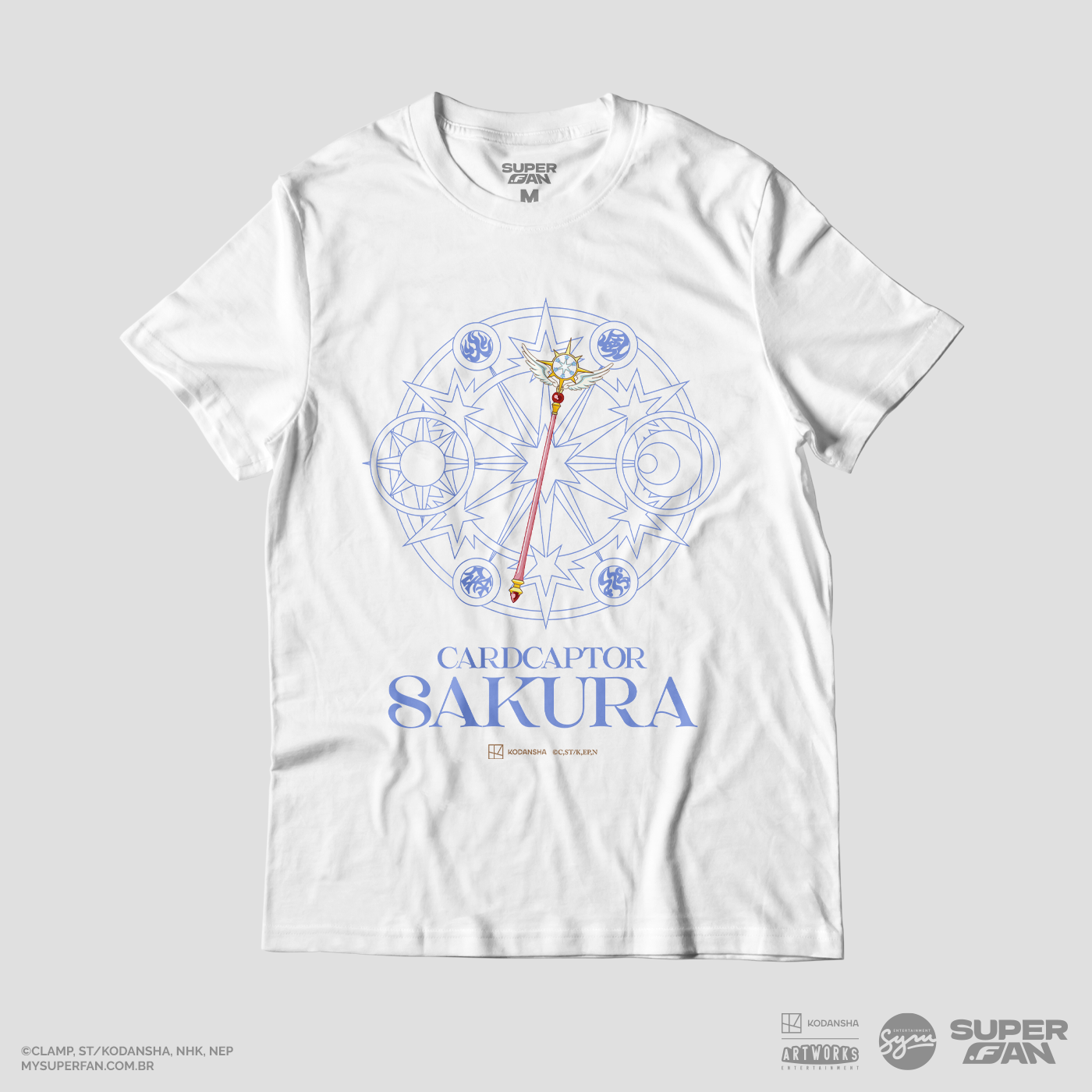 Camiseta Branca Cardcaptor Sakura Báculo & Círculo Transparente