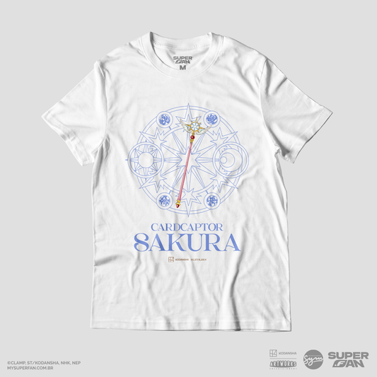 Camiseta Branca Cardcaptor Sakura Báculo & Círculo Transparente