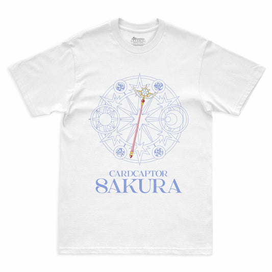 Camiseta Branca Cardcaptor Sakura Báculo & Círculo Transparente