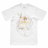 Camiseta Branca Cardcaptor Sakura Traje de Batalha Sakura "Voando"
