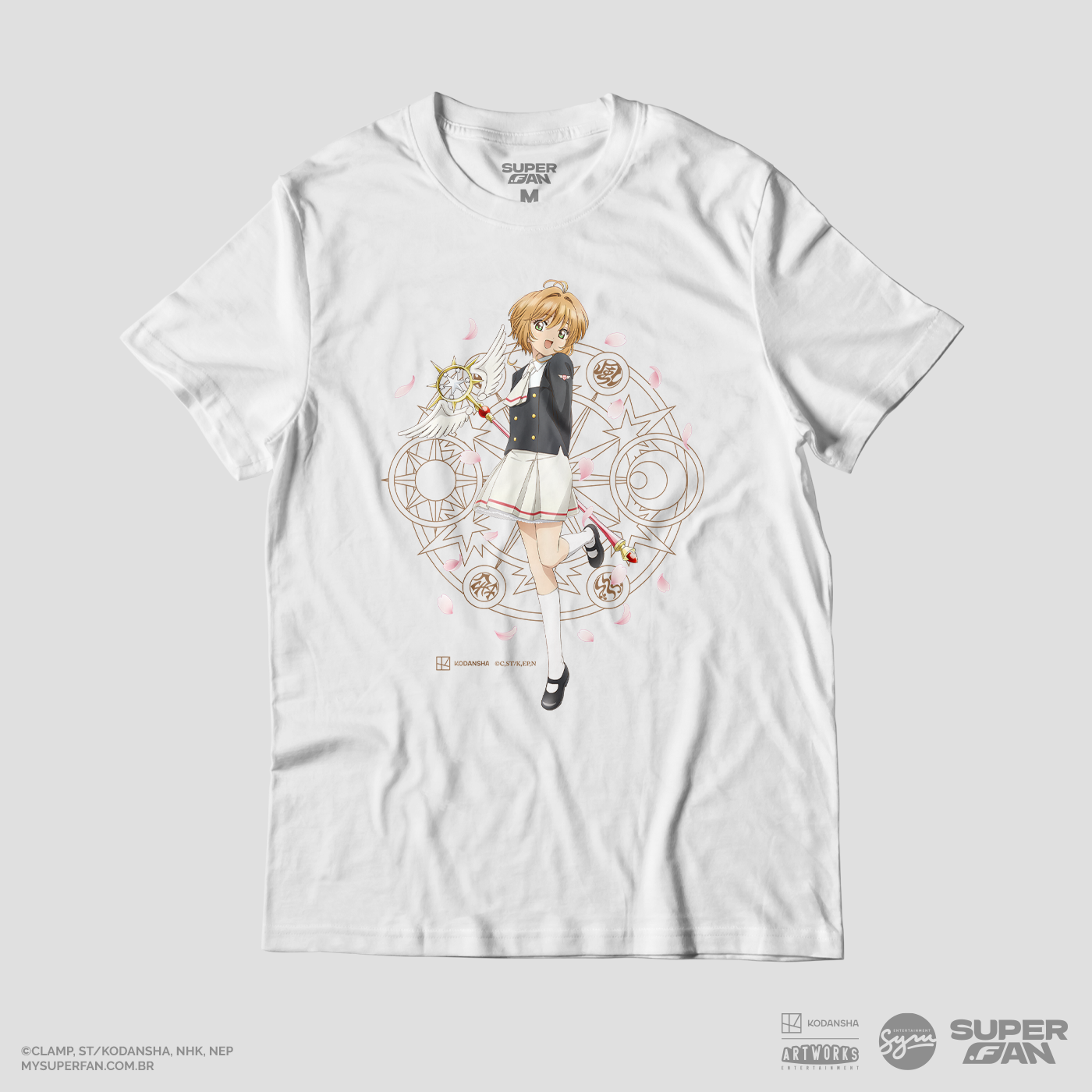 Camiseta Branca Cardcaptor Sakura Uniforme Sakura "Escola Tomoeda"