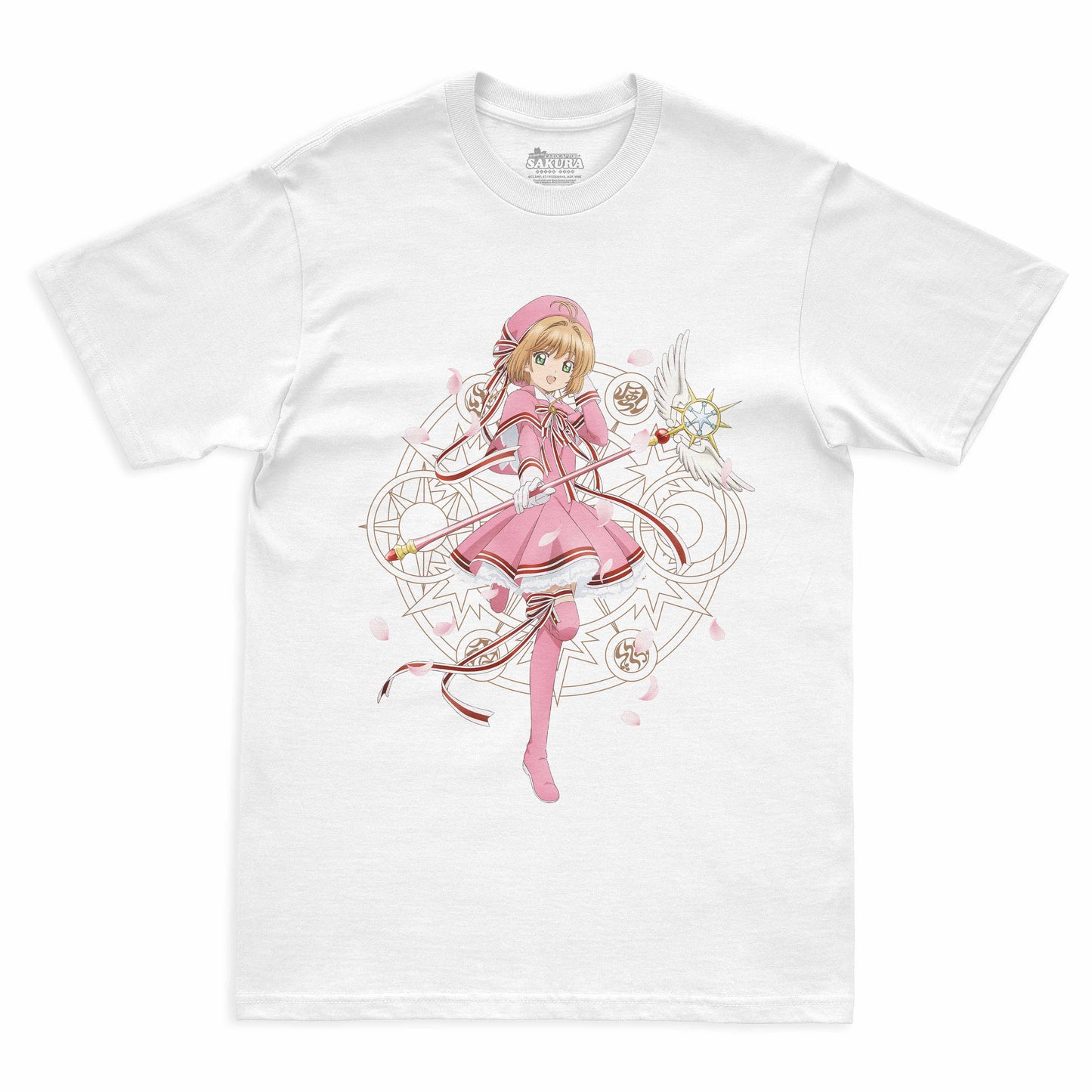 Camiseta Branca Cardcaptor Sakura Traje de Batalha Sakura "Clássica"