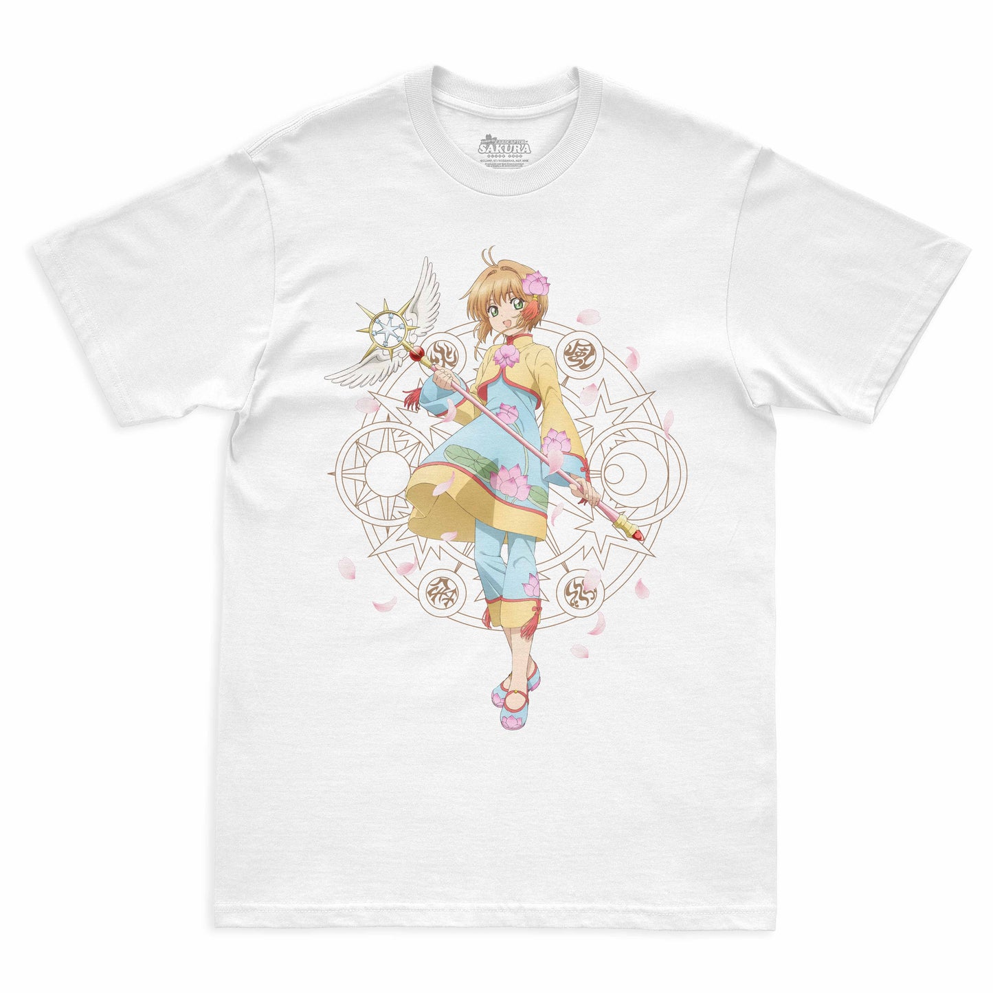 Camiseta Branca Cardcaptor Sakura Traje de Batalha Sakura "Cerimonial"