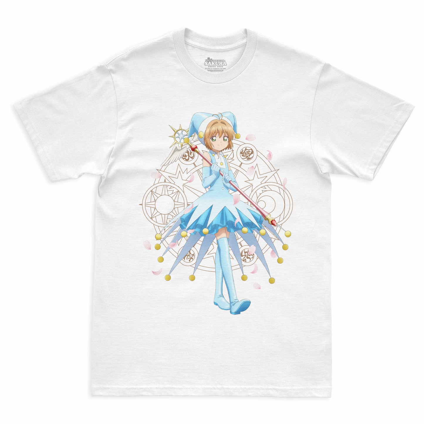Camiseta Branca Cardcaptor Sakura Traje de Batalha Sakura "Aquática"