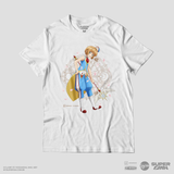 Camiseta Branca Cardcaptor Sakura Traje de Batalha Sakura "Circense"