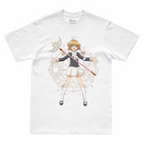 Camiseta Branca Cardcaptor Sakura Uniforme Sakura "Capturando Carta"