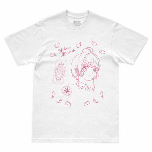 Camiseta Branca Cardcaptor Sakura Carta Transparente Sakura